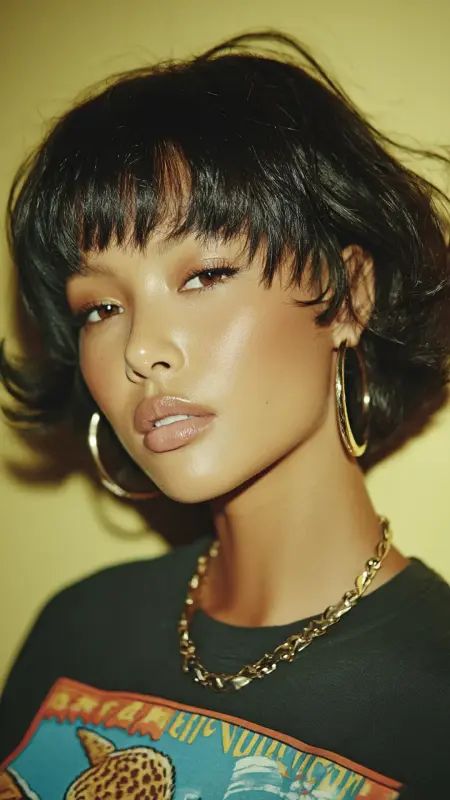 Stacked Bob with Micro Bangs - Stacked Bob Haircut For Fine Hair