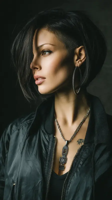 Stacked Bob with Side Undercut - Stacked Bob Haircut For Fine Hair
