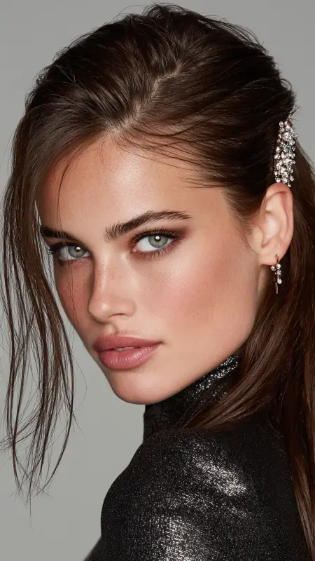 Straight Hair with Sleek Pinned-Back Sides - Straight Hairstyles