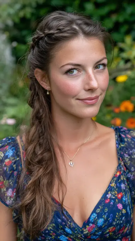 Straight Hair with Sleek Side Braid - Straight Hairstyles
