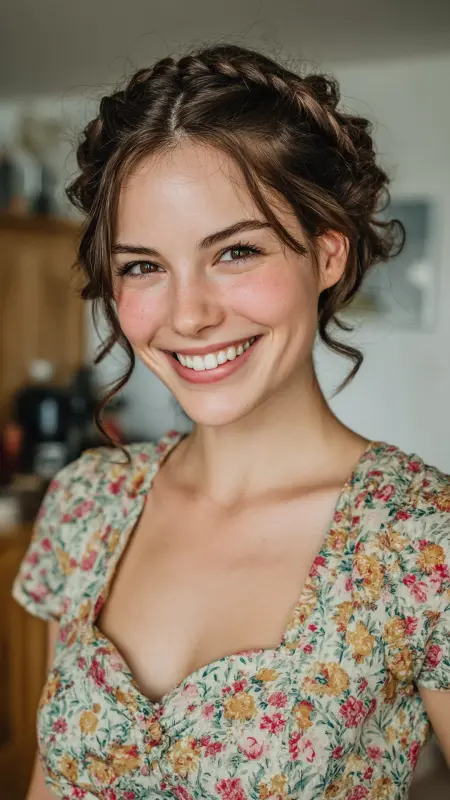 Enchanted Waves with a Braided Halo - Summer hairstyles for short hair
