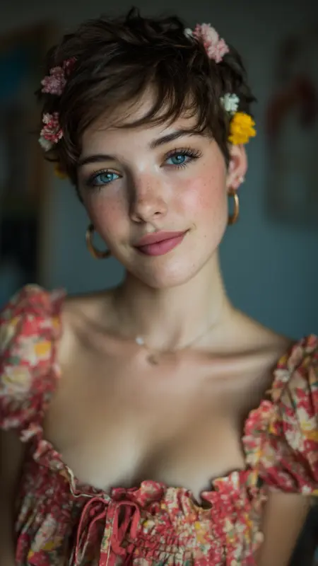 Whimsical Wildflower Pixie - Summer hairstyles for short hair
