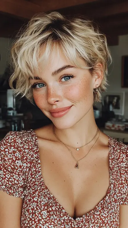 Sunlit Whispers: The Playful Pixie - Summer hairstyles for short hair