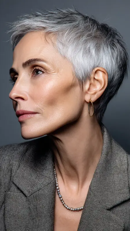 Tapered Neckline Pixie - pixie haircuts for women over 60