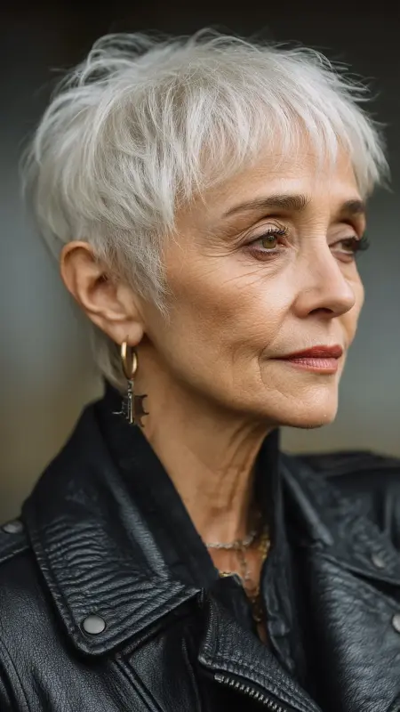 Tapered Pixie with Side-Swept Bangs - Hairstyles for women over 70 with thinning hair