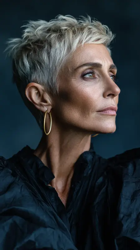 Tapered Pixie with Voluminous Top - Hairstyles For Women Over 50 With Thinning Hair