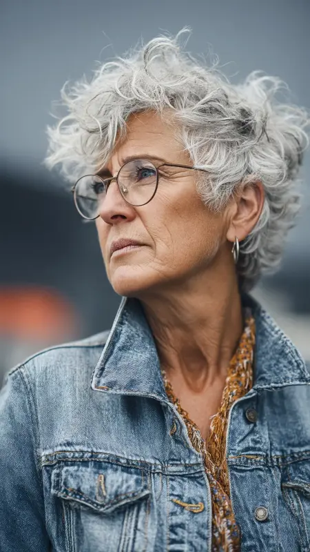 Textured Crop with Fringe - Hairstyles for women over 70 with thinning hair