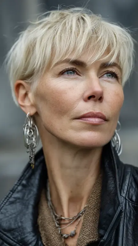 Textured Crop with Side Bangs - Short Layered Hairstyles For Older Women