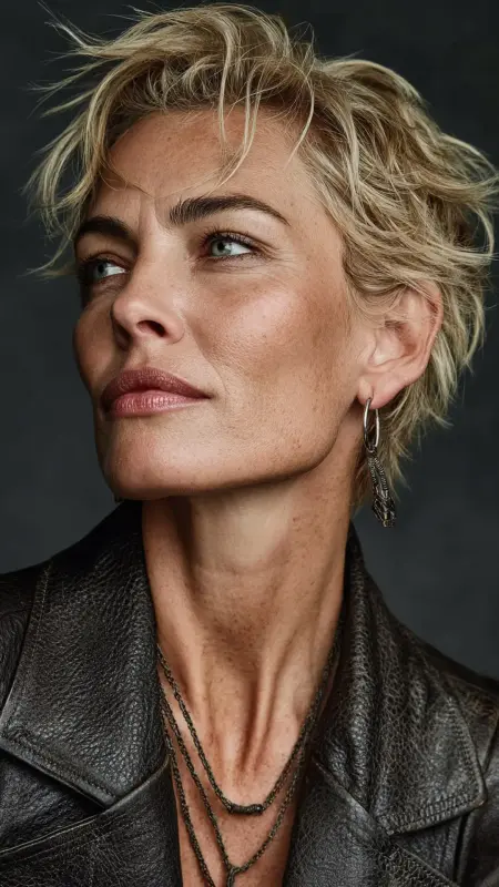 Textured Crop with Side Fringe - hair styles for women over 40