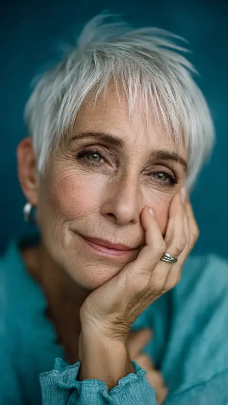 Textured Crop with Wispy Bangs - Hairstyles for over 70 year old women