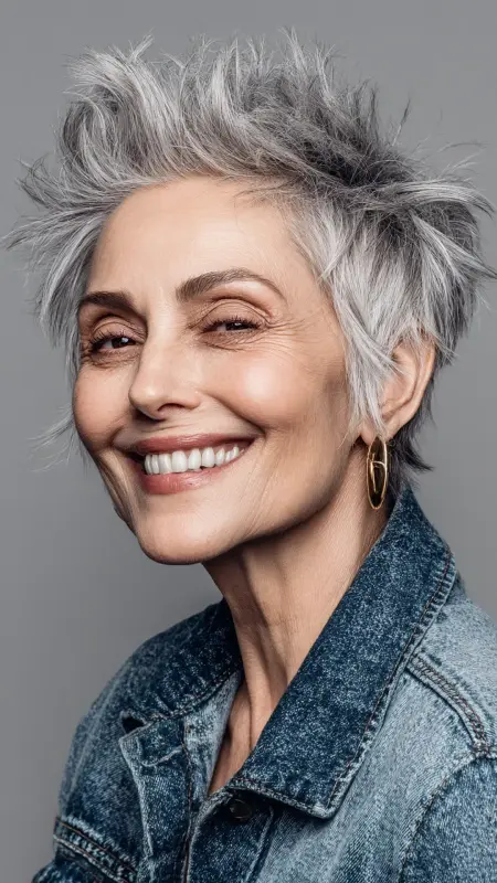 Textured Crown Pixie - pixie haircuts for women over 60