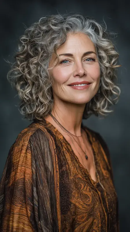 Textured Curly Cut - Shoulder Length Haircuts For Older Women
