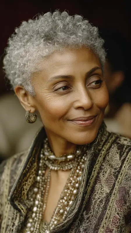 Textured Gray TWA Teeny Weeny Afro - Hairstyles for Older Black Women