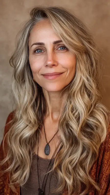 Textured Long Cut with Layers - Long Haircuts For Women Over 40