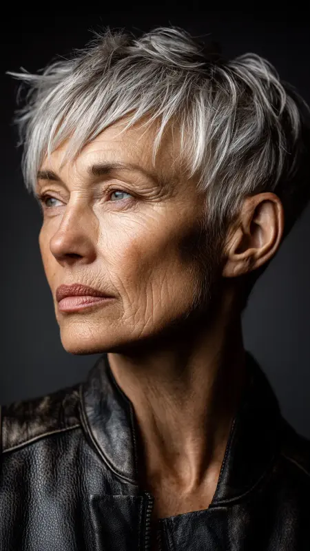 Textured Pixie with Undercut - Hairstyles for over 70 year old women