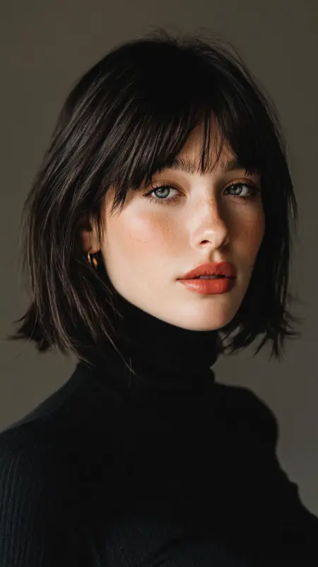 The Refined Blunt Cut with Center Bangs - Sophisticated haircut