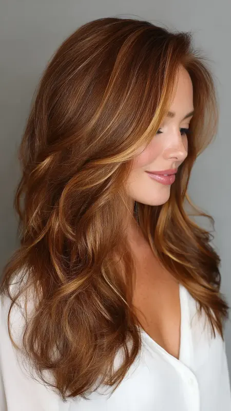 Toffee Brown with Golden Babylights - Classy hair color ideas