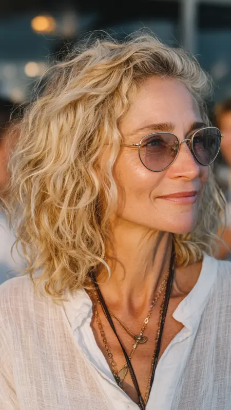 Tousled Beach Waves - Shoulder Length Haircuts For Older Women