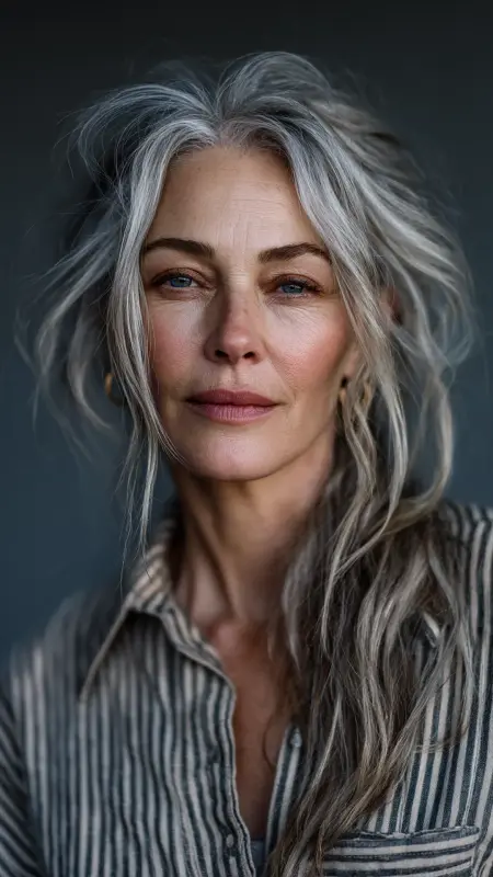 Tousled Mid-Length Layers - medium length hair for women over 50