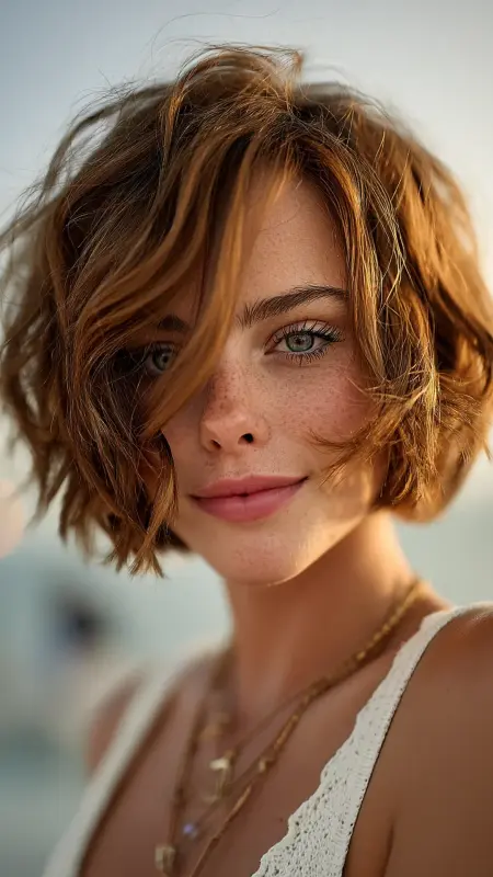 Tousled Stacked Bob with Soft Waves - Stacked Bob Haircut For Fine Hair