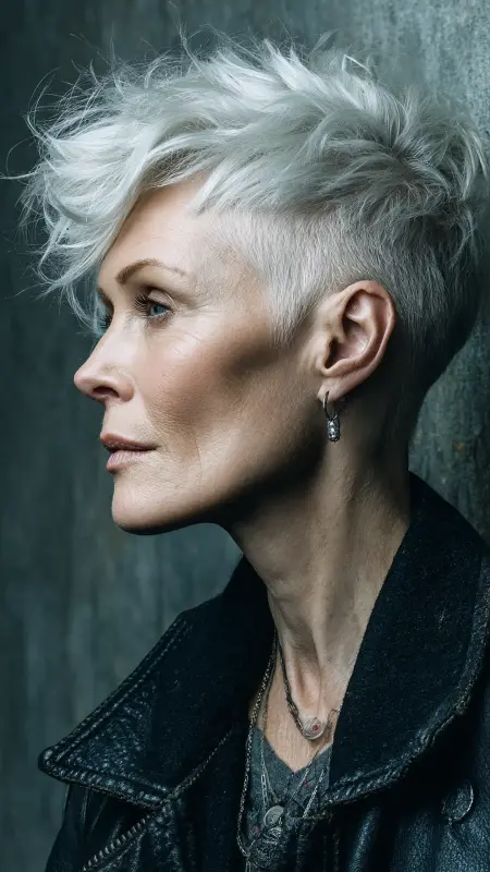 Undercut Pixie with Long Top - Short pixie hairstyles for older women
