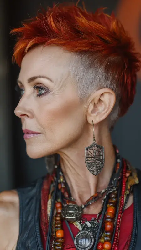 Undercut Pixie with Mohawk Top - Undercut pixie haircut for older women