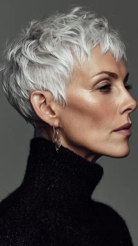 Voluminous Crown Pixie - Hairstyles for women over 70 with fine hair