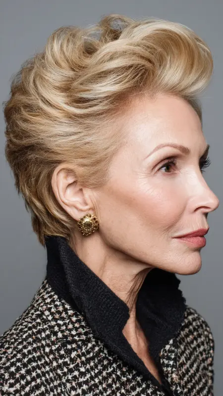 Voluminous Crown Pixie - Pixie hairstyles for older women over 60