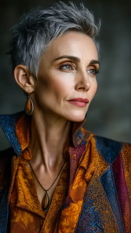 Voluminous Crown Pixie -  Short hairstyles for women over 60 with wavy hair 