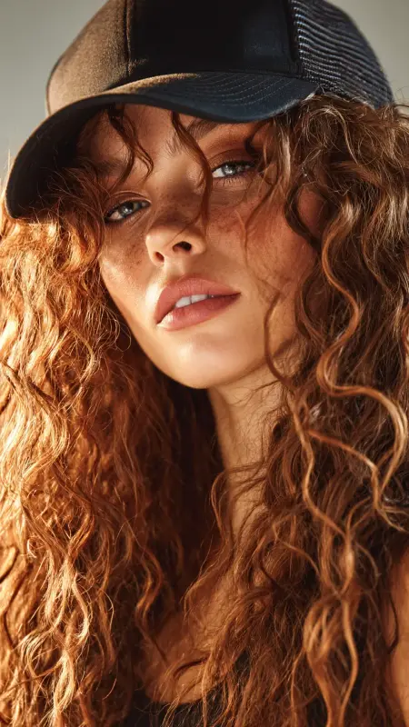 Voluminous Curls  Trucker Hat -  Trucker Hat Hairstyles 
