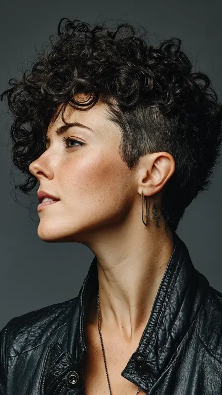 Voluminous Curly Pixie with Undercut - Short pixie haircuts for curly hair