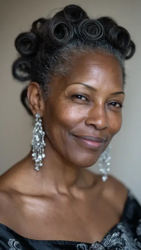 Voluminous Roller Set - Hairstyles for Older Black Women