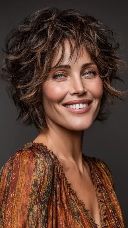 Voluminous Short Shag - Hairstyles for 80 year old women