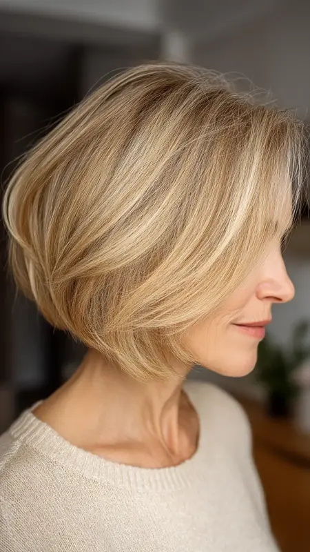 Warm Beige Blonde Soft Bob - hair color ideas for women over 70
