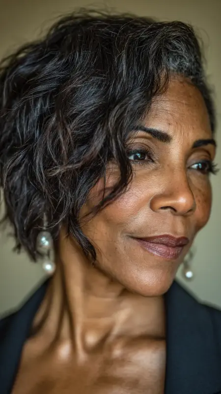 Wavy Bob with Side Bangs - Hairstyles for Older Black Women