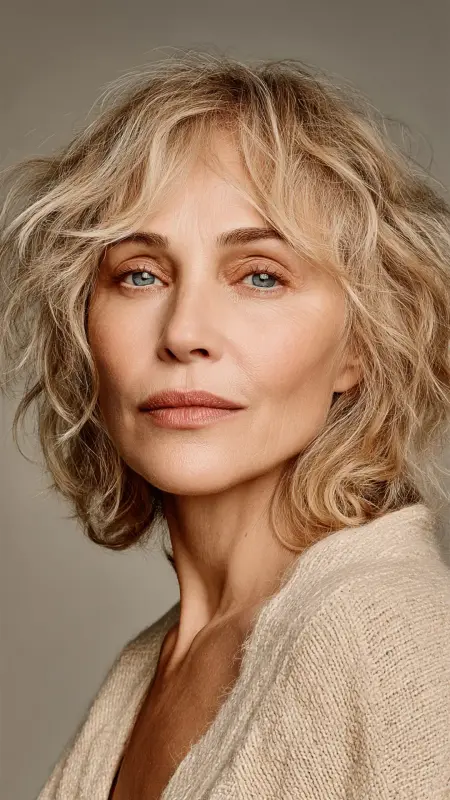 Wavy Lob with Face-Framing Layers - Shoulder Length Haircuts For Women Over 60