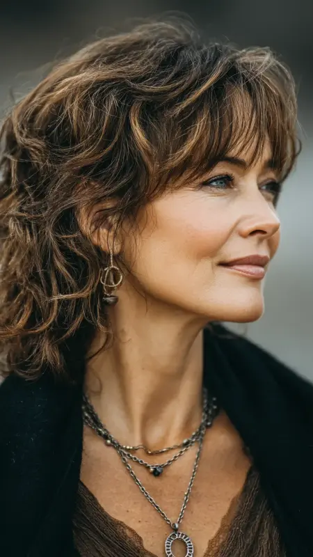 Wavy Shag -  Short hairstyles for women over 60 with wavy hair 