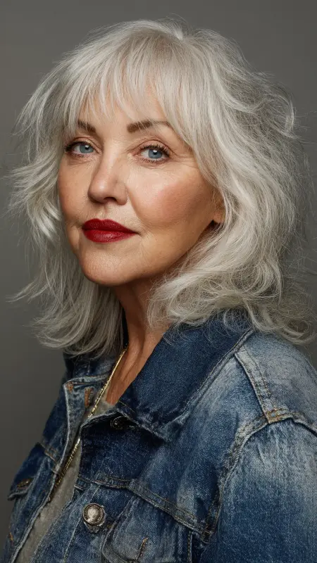 Wispy Layered Cut -  Short white hair for older women 